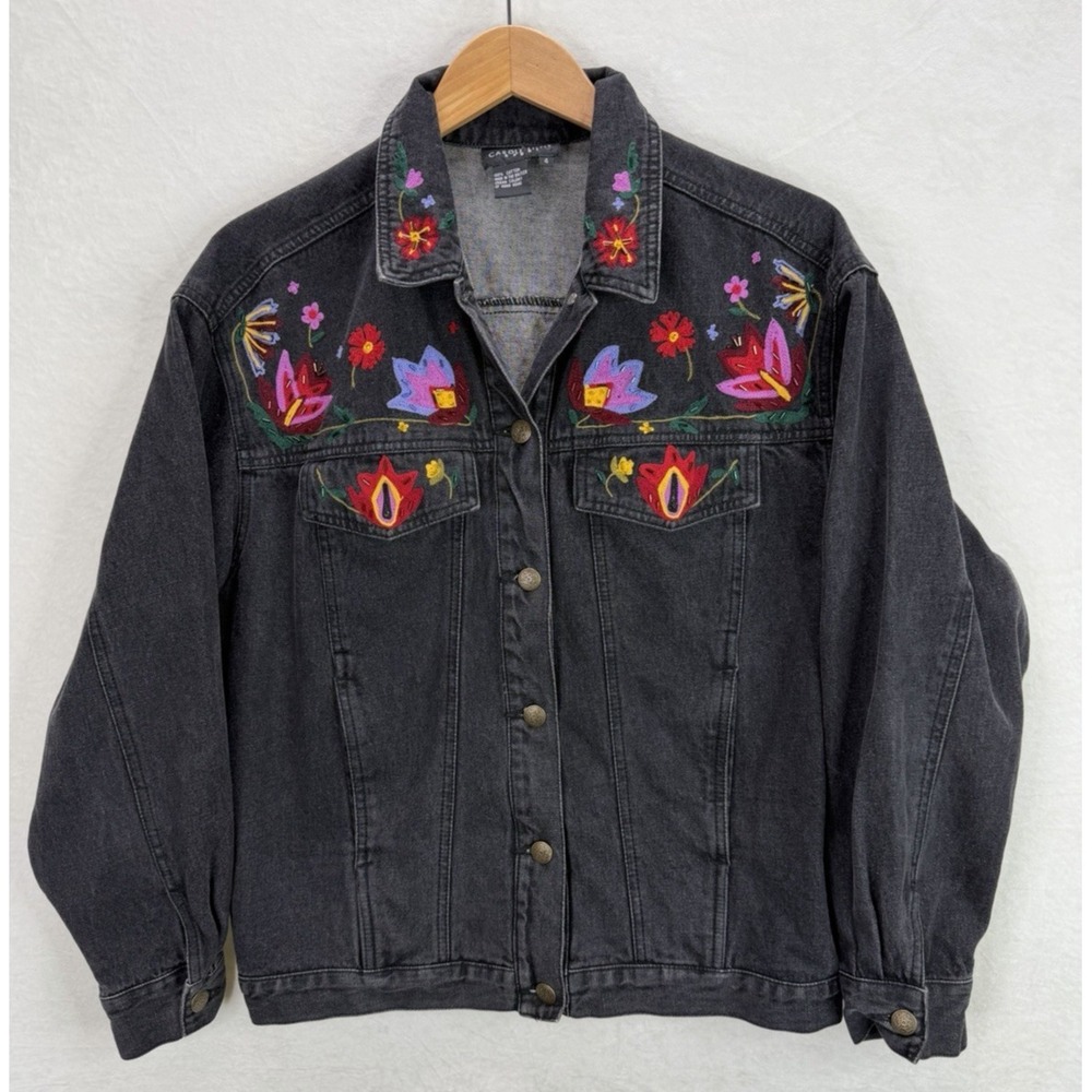 Vintage Carole Little Sport Denim Jacket Turkish Delight Embroidery Beads Size 4